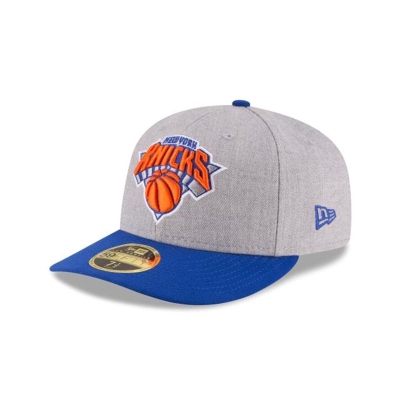 Grey New York Knicks Hat - New Era NBA Heather Low Profile 59FIFTY Fitted Caps USA0897631